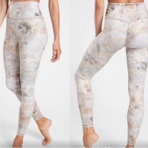 Athleta Elation Gilded High-Rise Leggings Size Large Gold Foil Silver